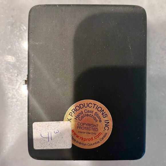 Vtg RK Productions Hand Cast Stone Carved Domino Pendant Necklace Black Cream OS - Picture 6 of 7